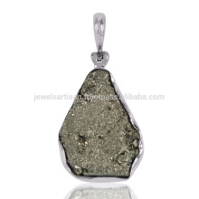 Índia Atacado Gemini De Forma Natural De Pirita Druzy Com Pendente De Prata 925 Sterling